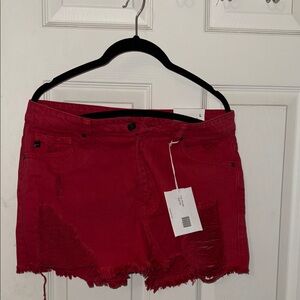 KanCan Vibrant Red Jean Shorts